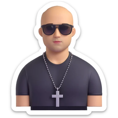 Dominic Toretto from Fast and Furious with sunglasses and cross necklace sticker