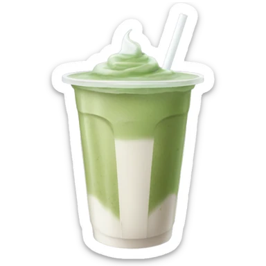 Iced matcha latte in a plastic cup with a straw, NO whipped cream sticker