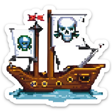 pirate ship with skull flag sticker