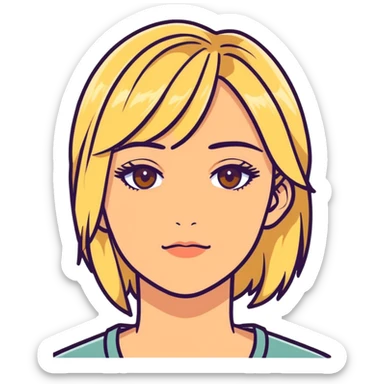 Blonde highlights woman with hazel eyes  sticker