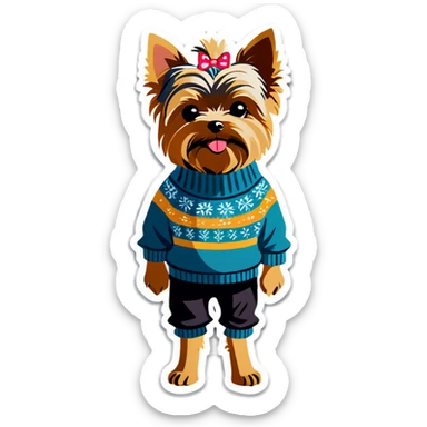 Yorkie in a sweater  sticker