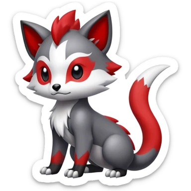 Cute cool black red white grey animal hybrid Fakemon full body sticker