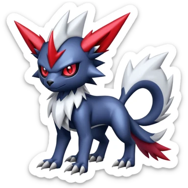Cool Edgy Shiny Digimon-Weavile-Absol-Zoroark-Zangoose-hybrid full body sticker