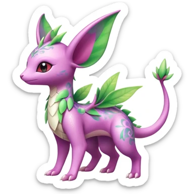 Shiny Exotic Cute Adorable Majestic Ethereal Sparkly Flygon-Espeon-Meganium-Shaymin-Hybrid-Creature with pattern-markings sticker