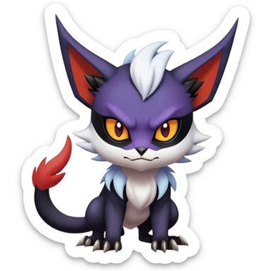 Edgy Cool Kawaii Litten-Noivern-Noibat-Absol-Pokémon Full Body sticker