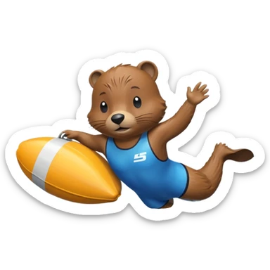 A focused beaver swimmer wearing a racing suit, diving past a floating buoy.


 sticker