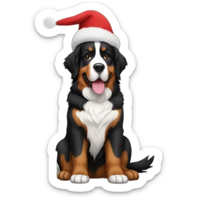 bernese mountain dog sitting under a christmas tree flag sticker