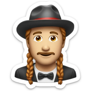 Un uomo con dei baffi e un cappello rosso con incisa una M sticker