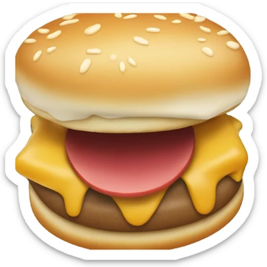 Generate a sleepy cheeseburger emoji with droopy eyes, a tiny yawn, and a slightly messy look. sticker