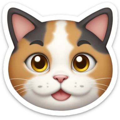 cute calico cat with a round face and chubby cheeks sticker