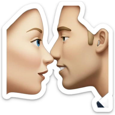 White man kiss white female and blue eyes sticker
