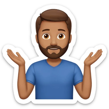 A man with brown hair and beard with his arms open waiting for a hug sticker