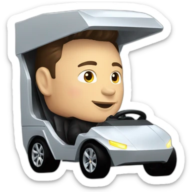Elon musk riding in a Tesla cyber truck  sticker