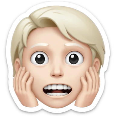 Super idol with a worried face but the upper teeth are sticking out and the background is pitch black and super idol is a grayish white color and super idol is kind of like a staticky type of image sticker