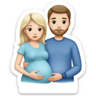 white pregnant woman and her husband sticker