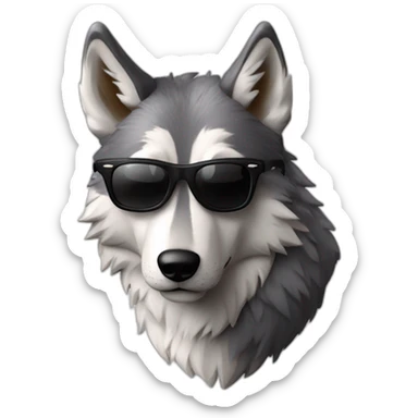 Loup blanc lunettes de soleil noir style Rayban sticker