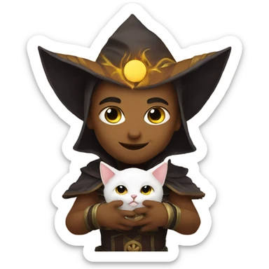 A sun warlock who is holding a kitten sticker