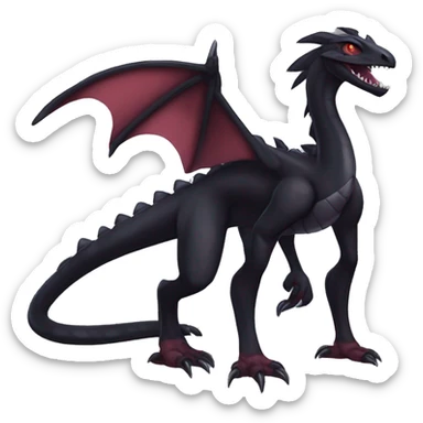 cool edgy black and maroon Dark-type nargacuga Salazzle  Salandite Pokémon full body by LiLaiRa, by Falvie sticker