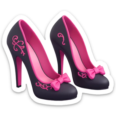 BLACKPINK-inspired gothic shoes, no hearts, black and pink, cute  sticker