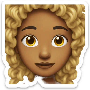 Brown girl with ramen noodles as hair sticker