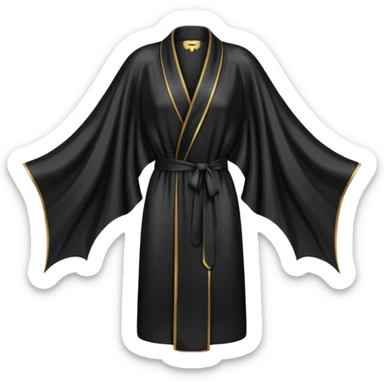 Plain Black silk robe, long, bat wing sleeves, high definition sticker