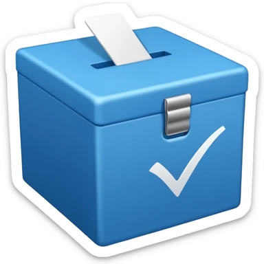 Blue box with a blue check in side sticker