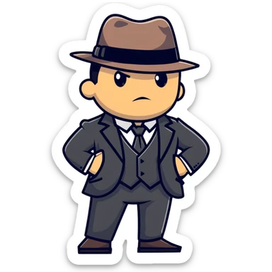 gangster character wearing a fedora and suit, confident pose sticker