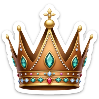 Simple brown crown with jewels sticker