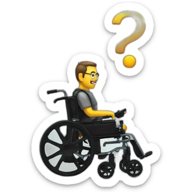 a man in a wheelchair with a replica airsoft sticker