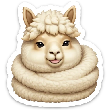 Meme-Worthy Cute Sleeping Cream Alpaca Portrait Emoji, Head resting peacefully with a contented smile, showcasing a delightfully robust build and a luxuriously soft cream fleece, eyes shut in a serene nap, Simplified yet hilariously adorable features, highly detailed, glowing with a soft, drowsy light, high shine, relaxed and utterly lovable, stylized with an air of playful laziness, bright and heartwarming, soft glowing outline, capturing the essence of a comically sleepy alpaca, so meme-worthy it feels like it could instantly become the next viral sensation of adorable slumber! sticker