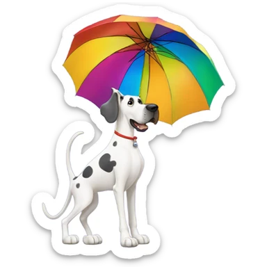 Great Dane holding an umbrella  sticker