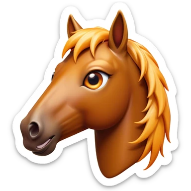 Cinematic Comical Bay Horse Portrait Emoji, Head tilted dramatically with an exaggeratedly amused expression, featuring a striking bay fur with a glossy finish and bold accents, wide, expressive amber eyes filled with playful disbelief, Simplified yet hilariously expressive features, highly detailed, glowing with a slightly sassy glow, high shine, dramatic yet playful, stylized with an air of cheeky mischief, bright and endearing, soft glowing outline, capturing the essence of a spirited and over-the-top horse, so meme-worthy it feels like it could side-eye its way into internet fame instantly! sticker