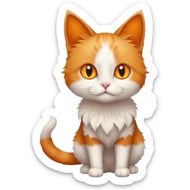 full body of tiny + skinny ginger and white cat with deep orange eyes sticker