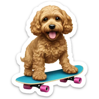 Cockapoo on a skateboard sticker