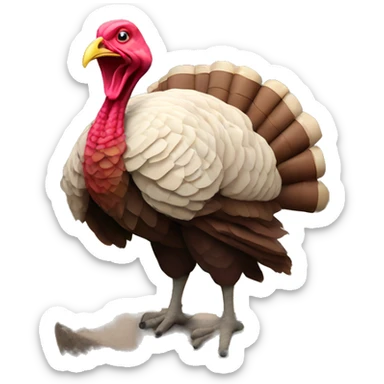 Turkey doing a hike with mountains in the back sticker