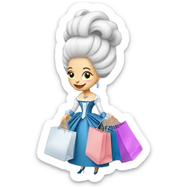 Marie Antoinette with shopping bags sticker