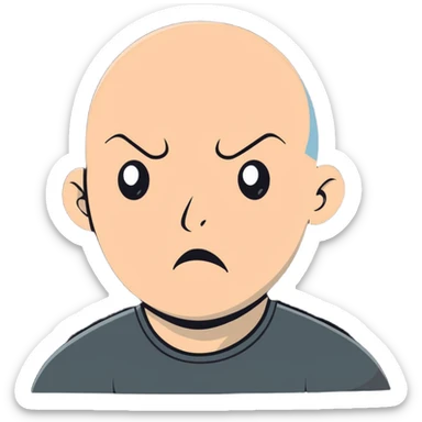 speechless and helpless cartoon expression of bald strong man, suitable for emoji sticker sticker