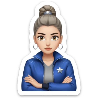 สีตาโทนเทาเท่ ๆ มีประกายคม

คิ้วได้รูป มองแล้วดูสตรอง

ผมหางม้าสูง / ผมสั้นสปอร์ต

เสื้อแจ็กเก็ต / ลุคสตรีทแฟชั่น

ท่าโพสกอดอก / ชูนิ้วโป้ง / เดินมั่น ๆ
ฟีล: Girl Boss, cool beauty, minimal but powerful sticker