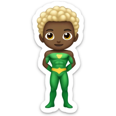 Afro Light-skinned teenager shirtless in a green superhero costume of Prince Namor while swimming. sticker