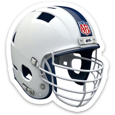 Cinematic Realistic image of AFL headgear featuring detailed cushioning and protective design elements, rendered with dynamic reflections on synthetic materials and set against a blurred action-packed background sticker