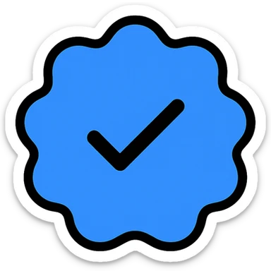 blue verification tick icon, Instagram style, clean and modern, suitable for app icon, minimal, bold, rounded edges, vibrant colors, simple and recognizable sticker