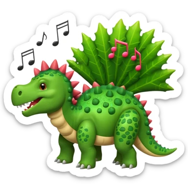 cartoon stegosaurus with music notes sticker