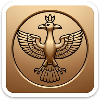 Minimal Faravahar-inspired ancient glyph,
Unicode-like pictogram similar to 𓄂𓆃,
abstract, single-symbol design,
monochrome, flat,
ancient carved sign,
no background, no text sticker