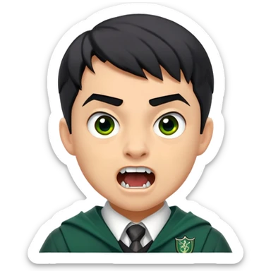 Jamie Yeates is Marcus Flint in harry potter, wear hogwarts slytherin uniform, short black hair, bulky face, often grimacing and showing buck teeth growl menacingly sticker