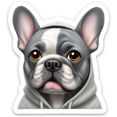 Grey French bulldog wearing a hoodie  sticker