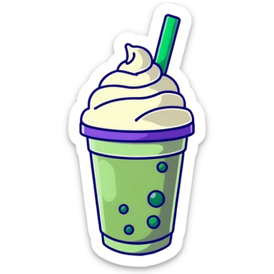 green bubble tea with whipped cream on top sticker