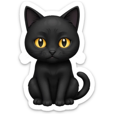 sad black cat with a tear, sitting sticker