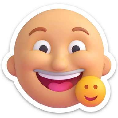 3D smiley emoji, round shape, grandfather with kiss, blue color, smiling face sticker