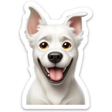 Angry white dog sticking his tongue out sticker