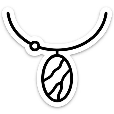 minimalist gold necklace featuring a deep blue stone with white and gray marbling, asymmetrical design, small metallic bead sticker